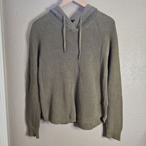 Ralph Lauren | Olive Green Thermal Knit Cotton Pullover Hooded Top Med